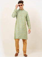 Thumbnail for Jompers Men's Lime Green Embroidered Kurta Only - Distacart