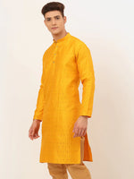 Thumbnail for Jompers Men's Mustard Embroidered Kurta Only - Distacart