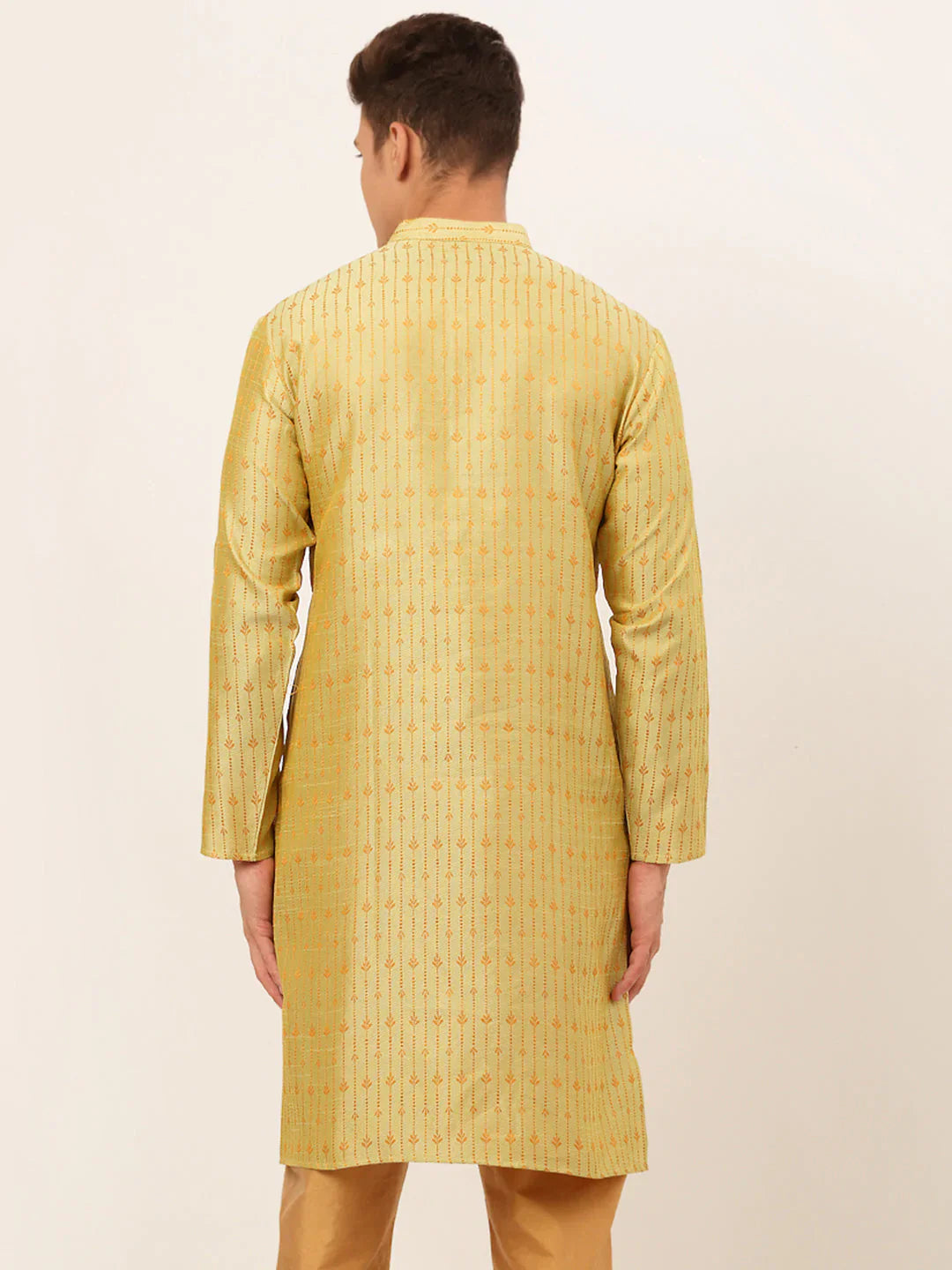 Jompers Men's Yellow Embroidered Kurta Only - Distacart