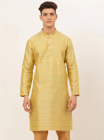 Jompers Men's Yellow Embroidered Kurta Only - Distacart