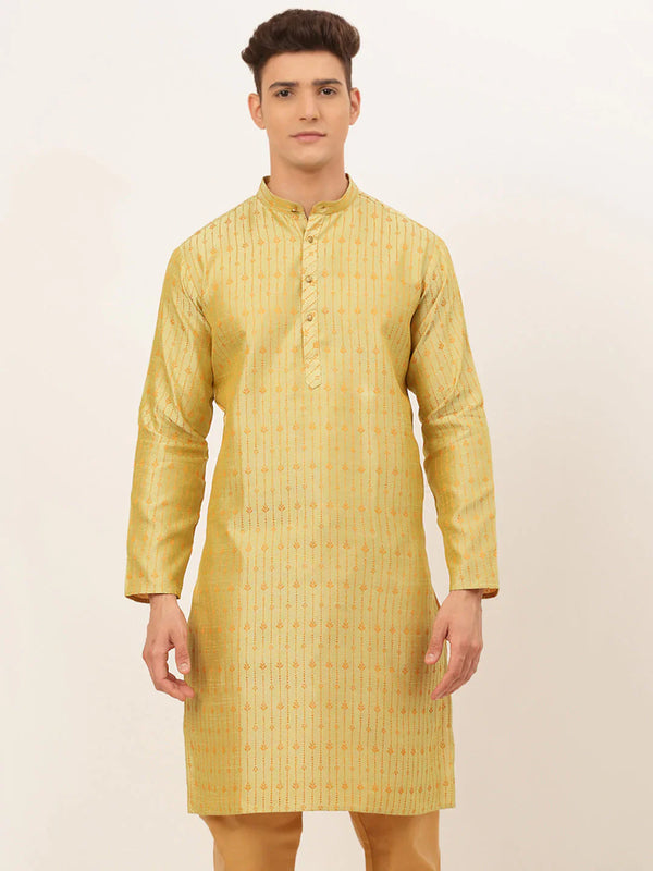 Jompers Men's Yellow Embroidered Kurta Only - Distacart