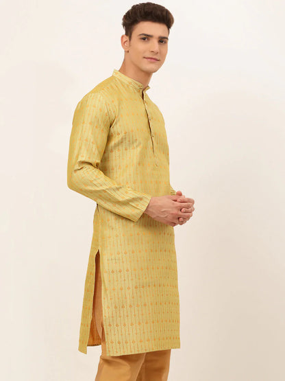 Jompers Men's Yellow Embroidered Kurta Only - Distacart