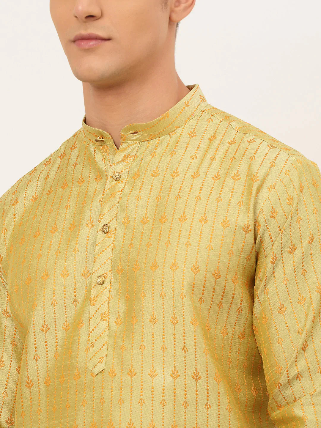 Jompers Men's Yellow Embroidered Kurta Only - Distacart