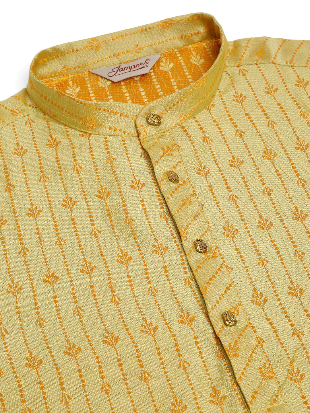 Jompers Men's Yellow Embroidered Kurta Only - Distacart