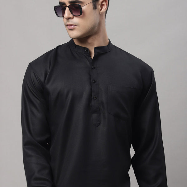 Jompers Men's Black Solid Short Kurta - Distacart