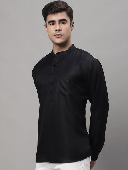 Jompers Men's Black Solid Short Kurta - Distacart