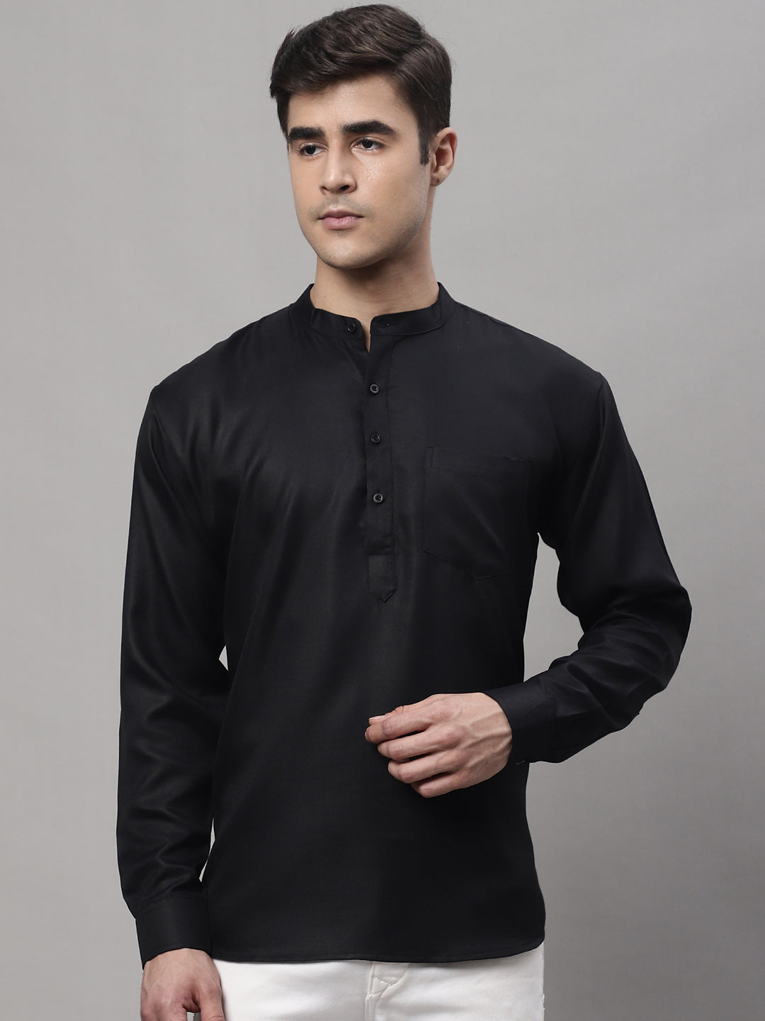 Jompers Men's Black Solid Short Kurta - Distacart