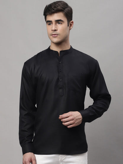 Jompers Men's Black Solid Short Kurta - Distacart