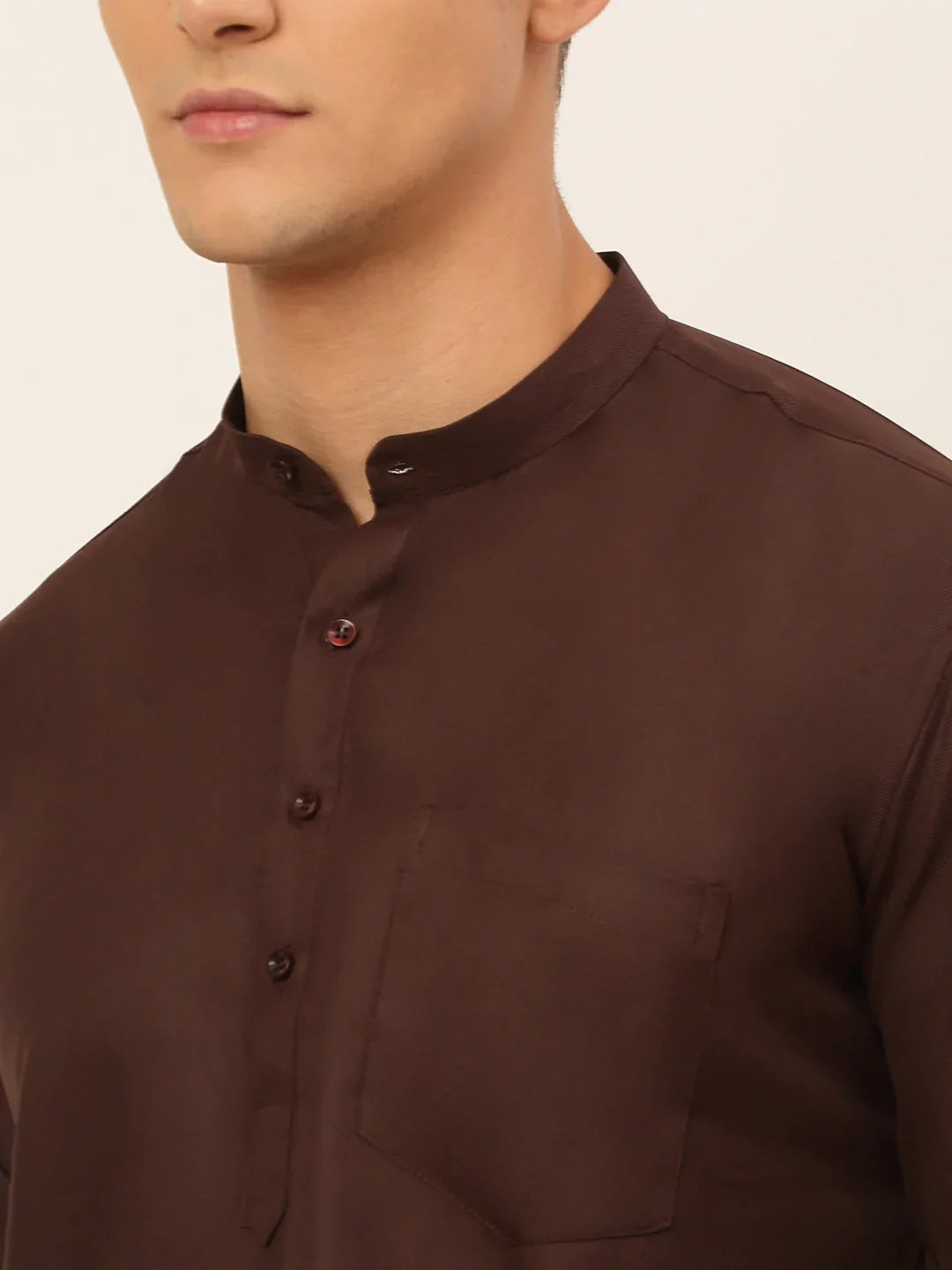 Jompers Men's Coffee Solid Cotton Short Kurta - Distacart