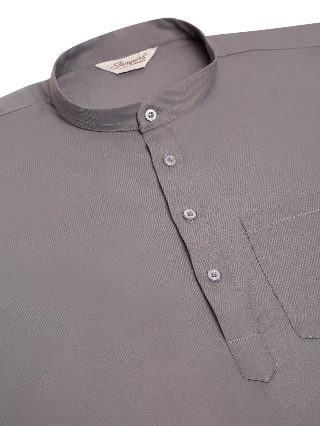Jompers Men's Grey Solid Cotton Short Kurta - Distacart