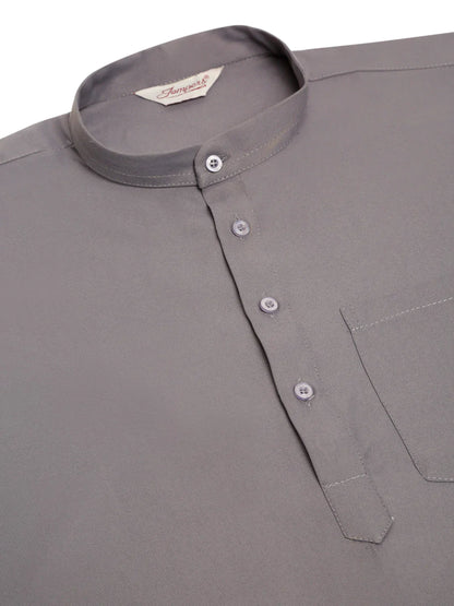 Jompers Men's Grey Solid Cotton Short Kurta - Distacart