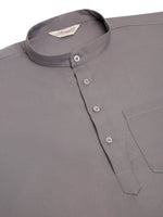 Thumbnail for Jompers Men's Grey Solid Cotton Short Kurta - Distacart