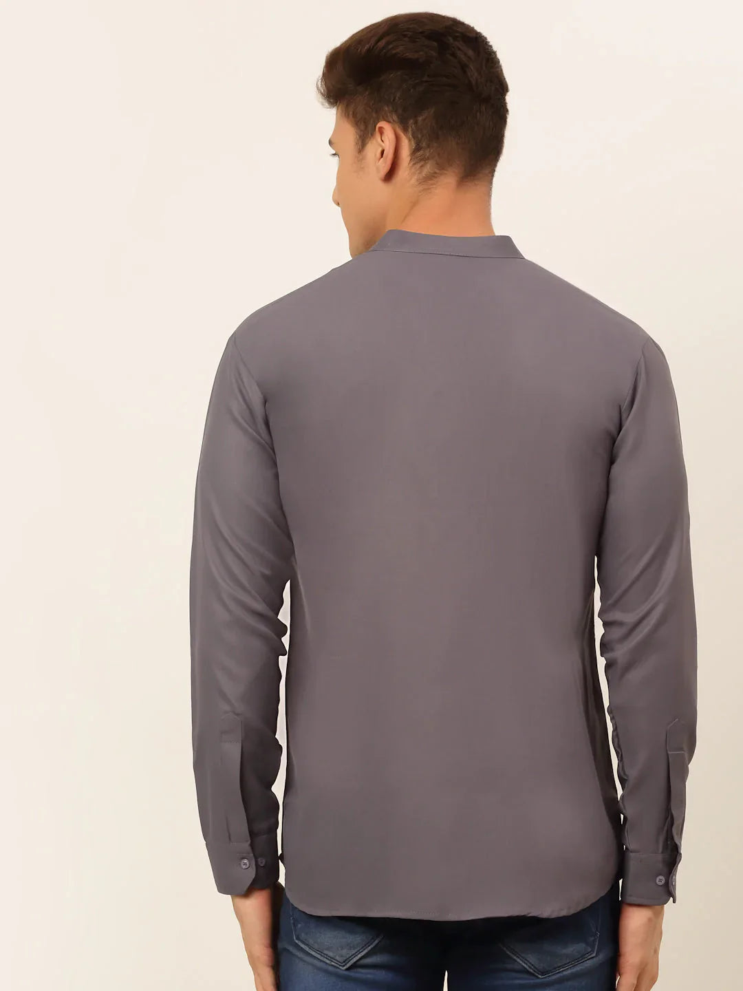 Jompers Men's Grey Solid Cotton Short Kurta - Distacart
