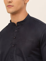 Thumbnail for Jompers Men's Navy-Blue Solid Cotton Short Kurta - Navy Blue - Distacart