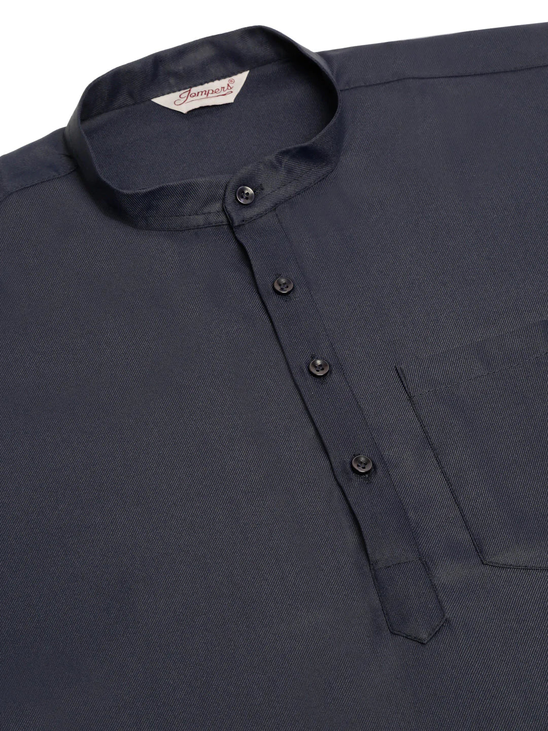 Jompers Men's Navy-Blue Solid Cotton Short Kurta - Navy Blue - Distacart