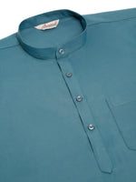 Thumbnail for Jompers Men's Teal Blue Solid Cotton Short Kurta - Teal - Distacart