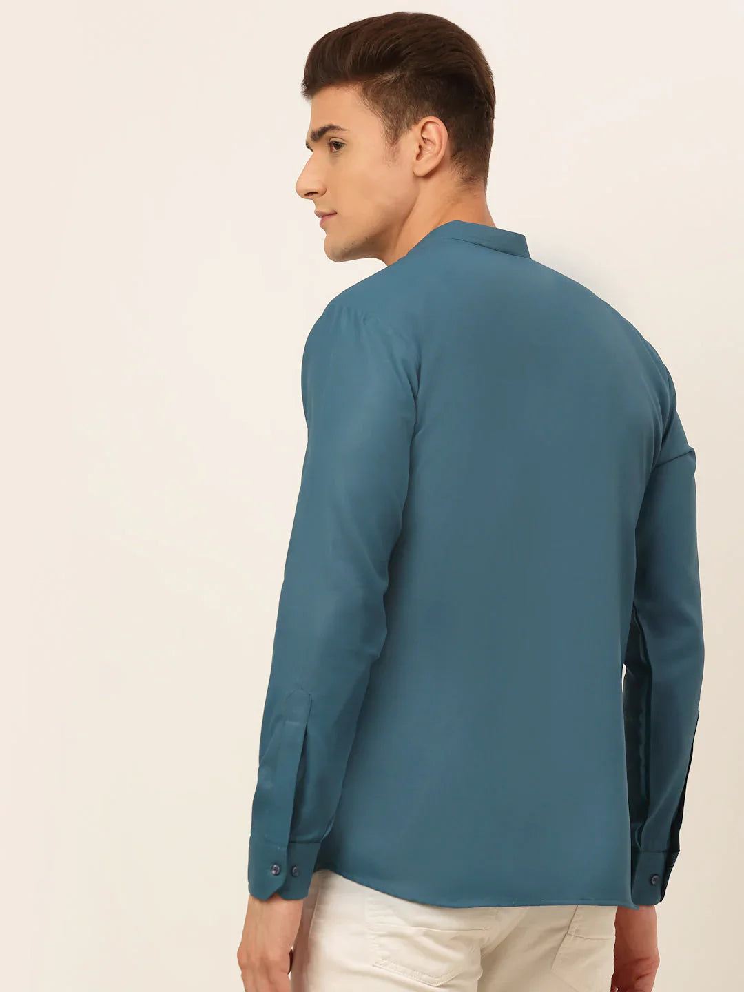 Jompers Men's Teal Blue Solid Cotton Short Kurta - Teal - Distacart