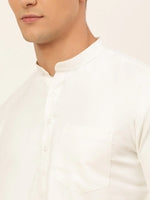 Thumbnail for Jompers Men's White Solid Cotton Short Kurta - White - Distacart