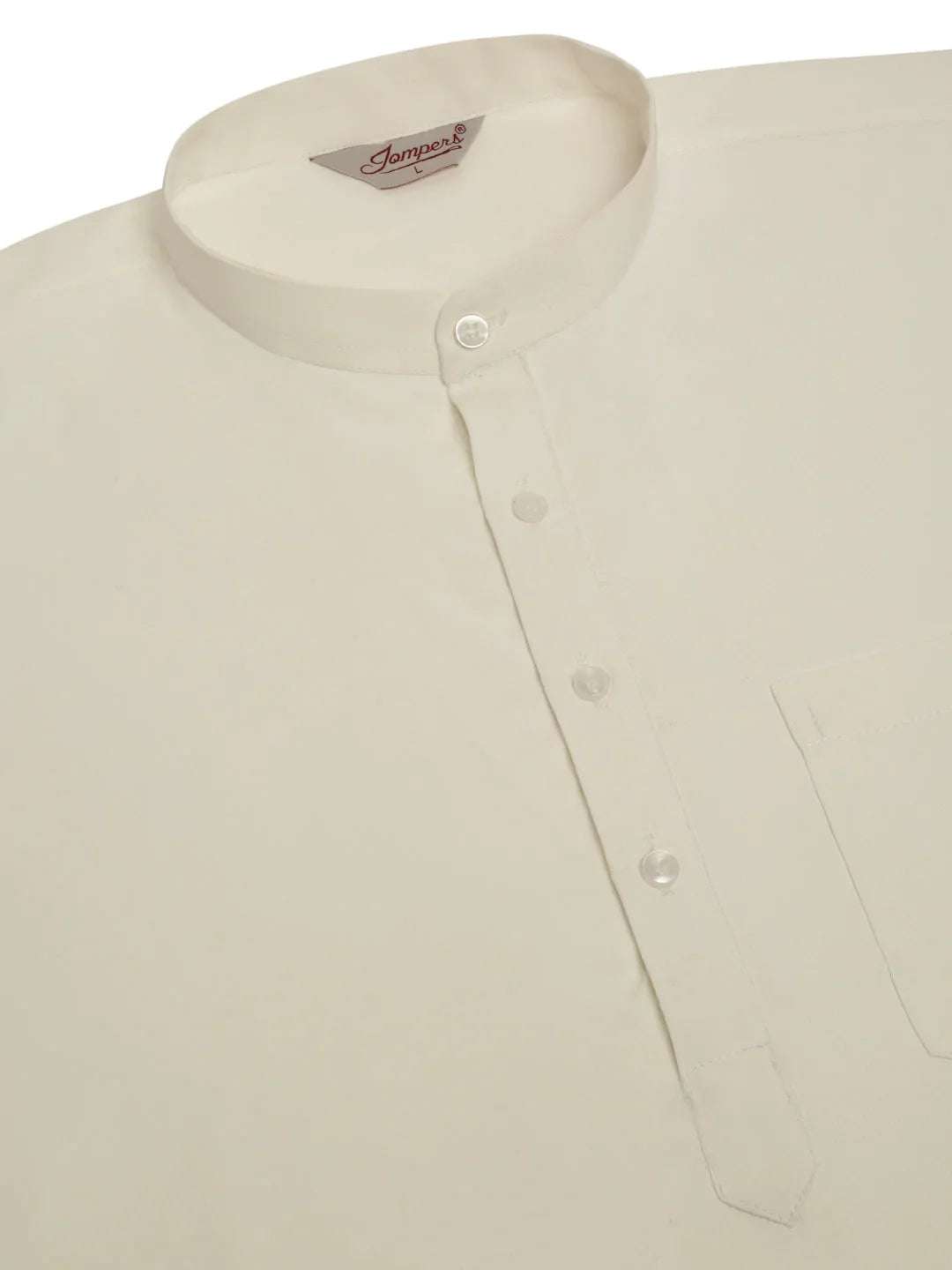 Jompers Men's White Solid Cotton Short Kurta - White - Distacart