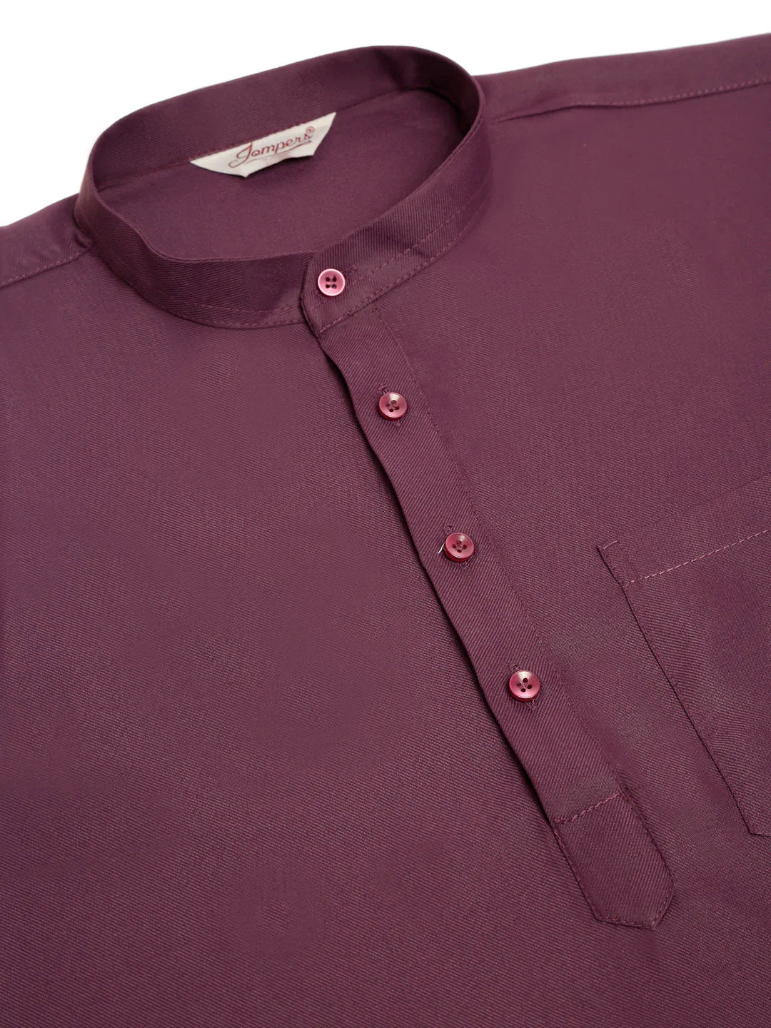Jompers Men's Purple Solid Cotton Short Kurta - Wine - Distacart