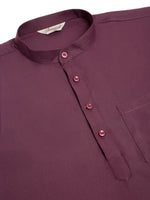 Thumbnail for Jompers Men's Purple Solid Cotton Short Kurta - Wine - Distacart