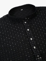 Thumbnail for Jompers Men's Black Chikankari Embroidered and Sequence Kurta Only - Distacart