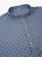 Thumbnail for Jompers Men's Grey Chikankari Embroidered and Sequence Kurta Only - Distacart