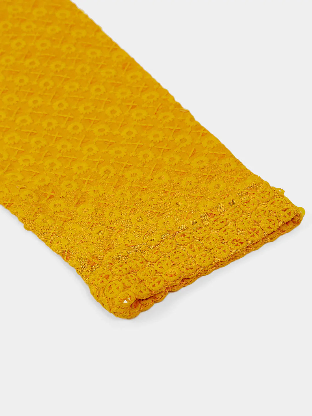 Jompers Men's Mustard Chikankari Embroidered and Sequence Kurta Only - Distacart