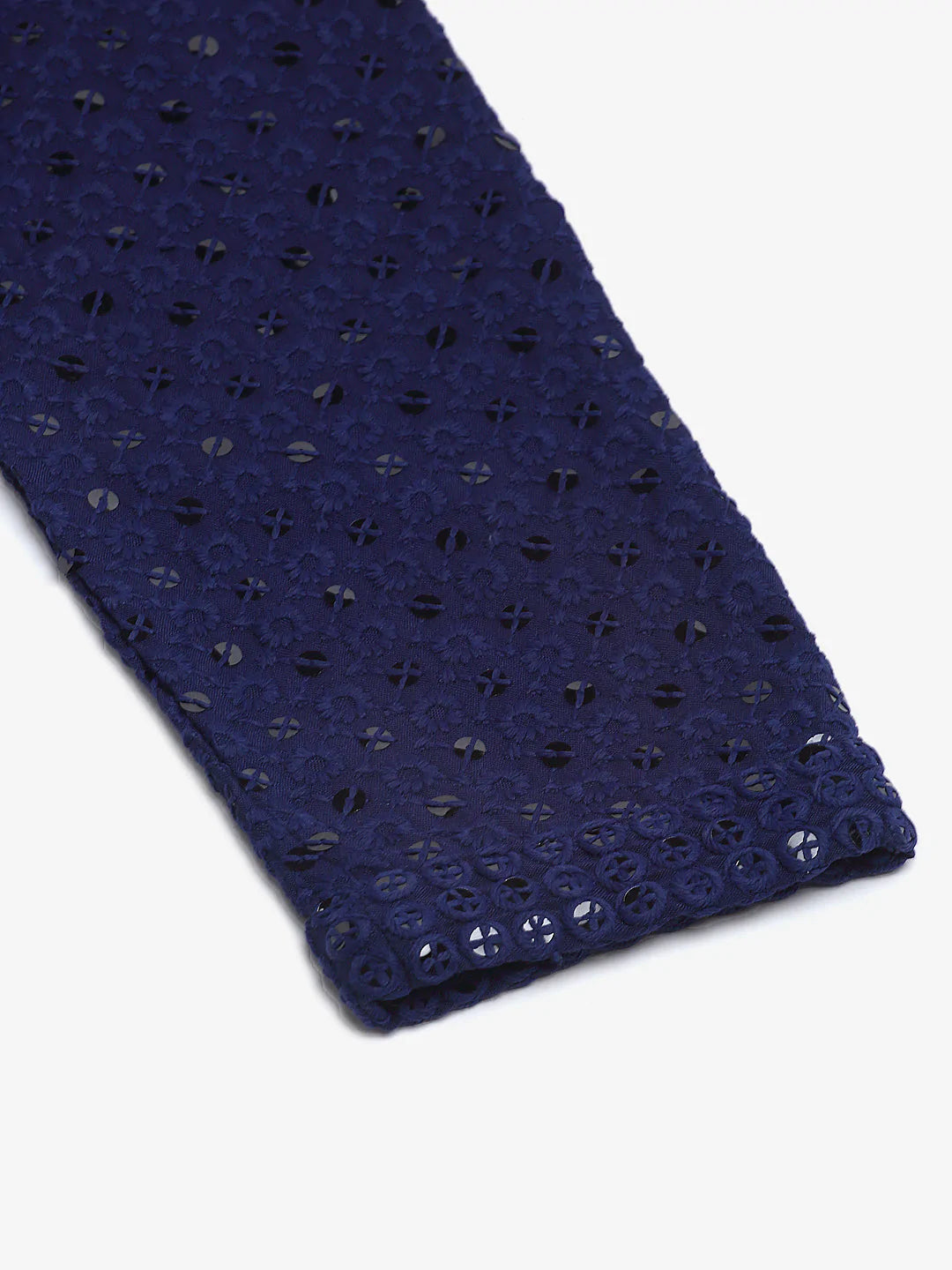 Jompers Men's Navy Blue Chikankari Embroidered and Sequence Kurta Only - Distacart