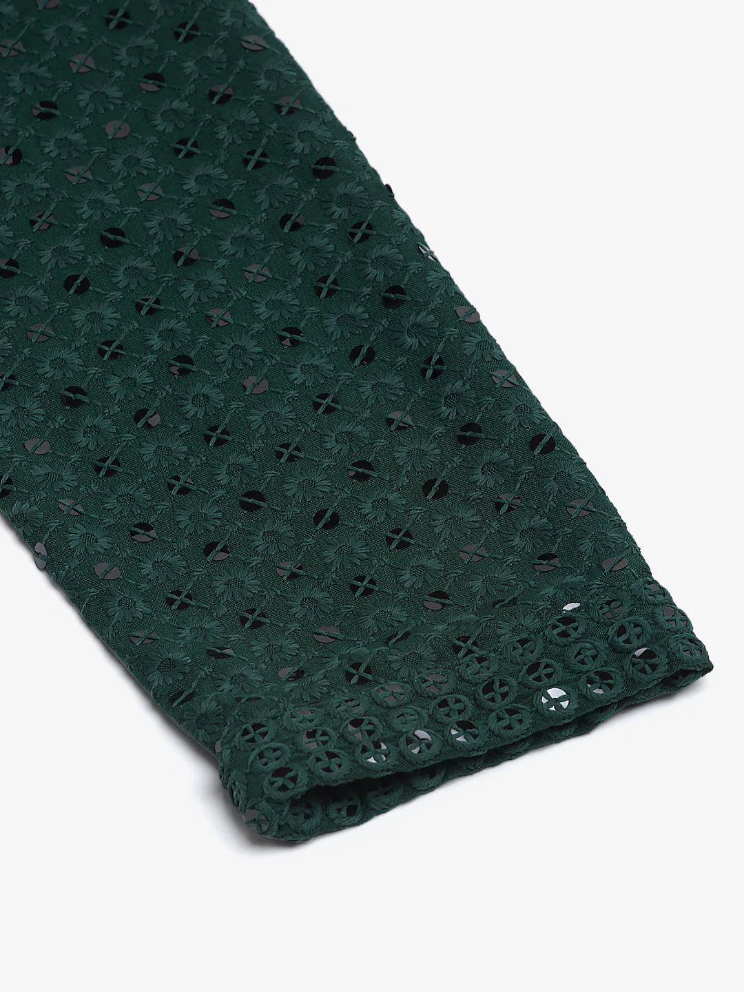 Jompers Men's Olive Green Chikankari Embroidered and Sequence Kurta Only - Distacart