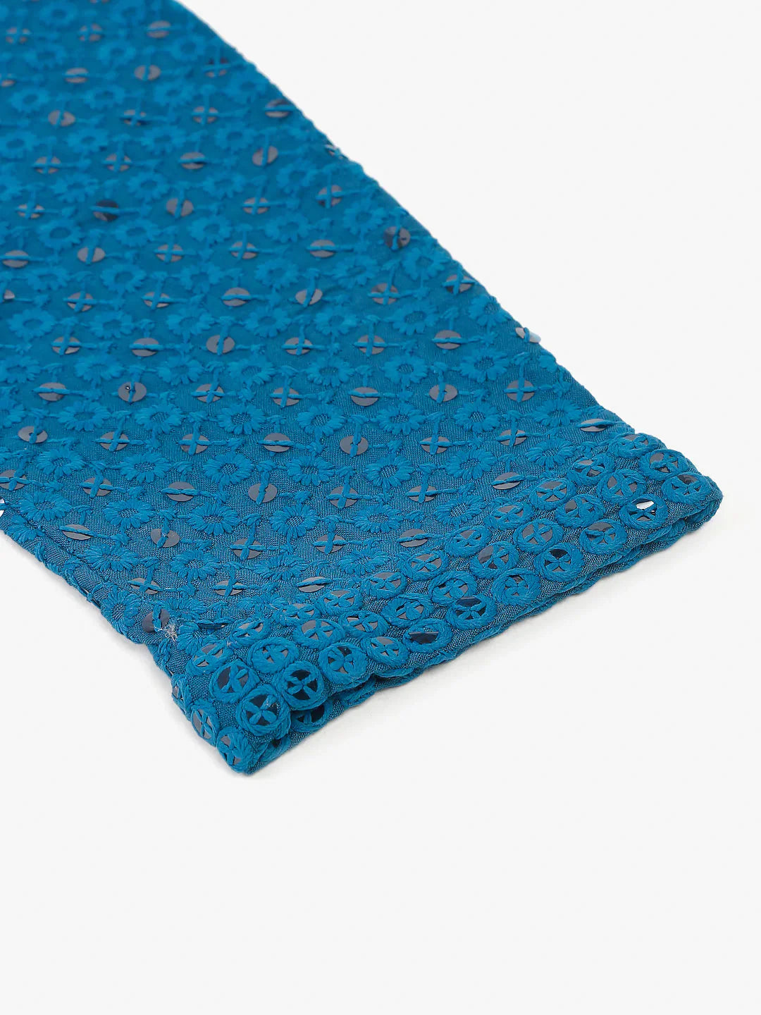 Jompers Men's Blue Chikankari Embroidered and Sequence Kurta Only - Distacart