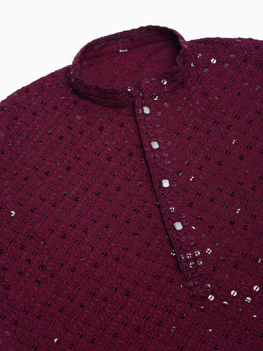 Jompers Men's Purple Chikankari Embroidered and Sequence Kurta Only - Distacart