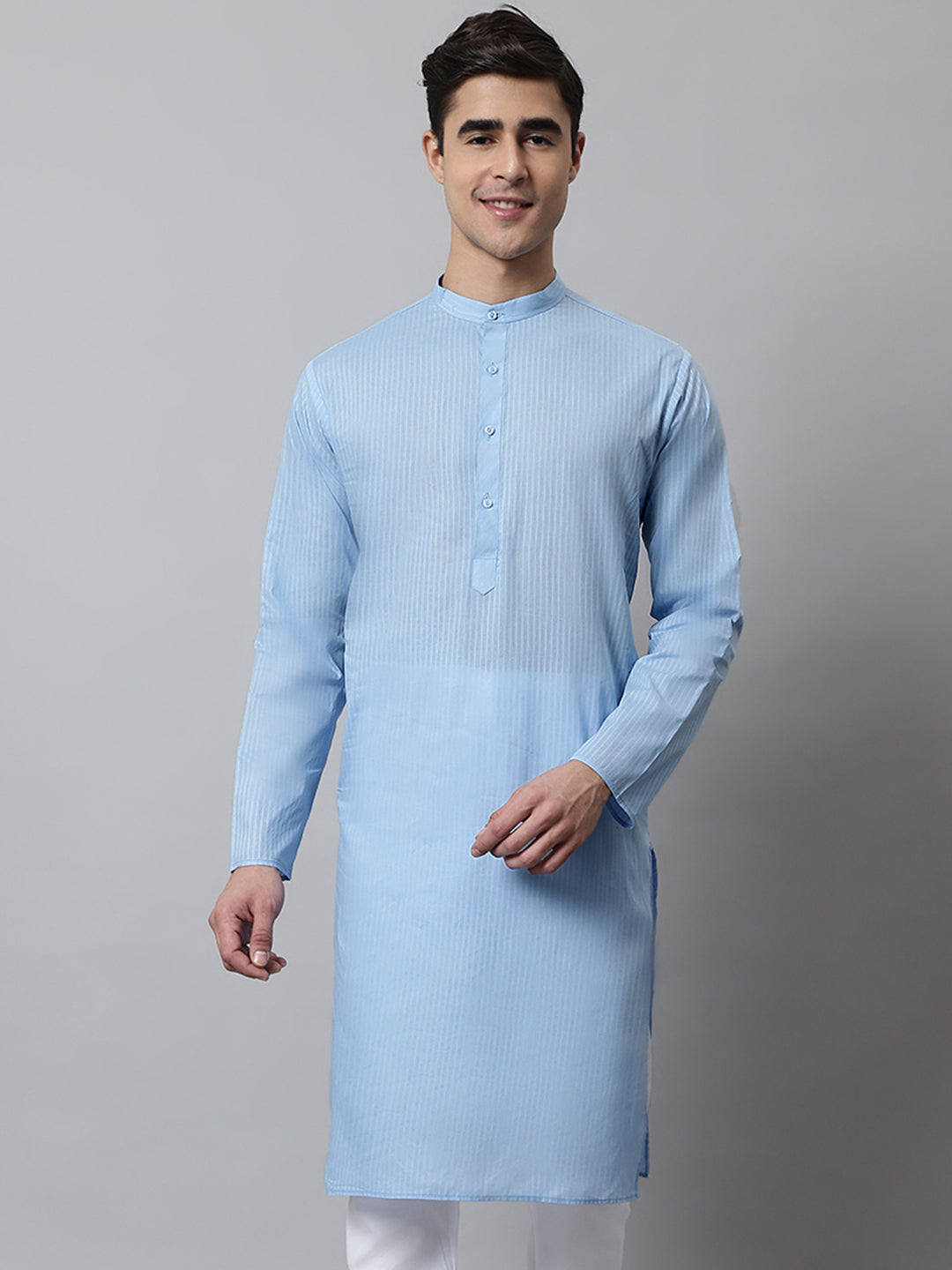Jompers Men's Light blue Cotton Striped Kurta - Distacart