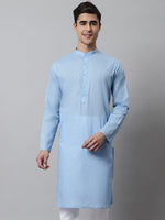 Thumbnail for Jompers Men's Light blue Cotton Striped Kurta - Distacart