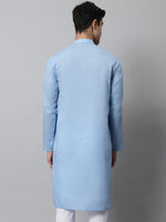 Thumbnail for Jompers Men's Light blue Cotton Striped Kurta - Distacart