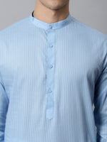Thumbnail for Jompers Men's Light blue Cotton Striped Kurta - Distacart
