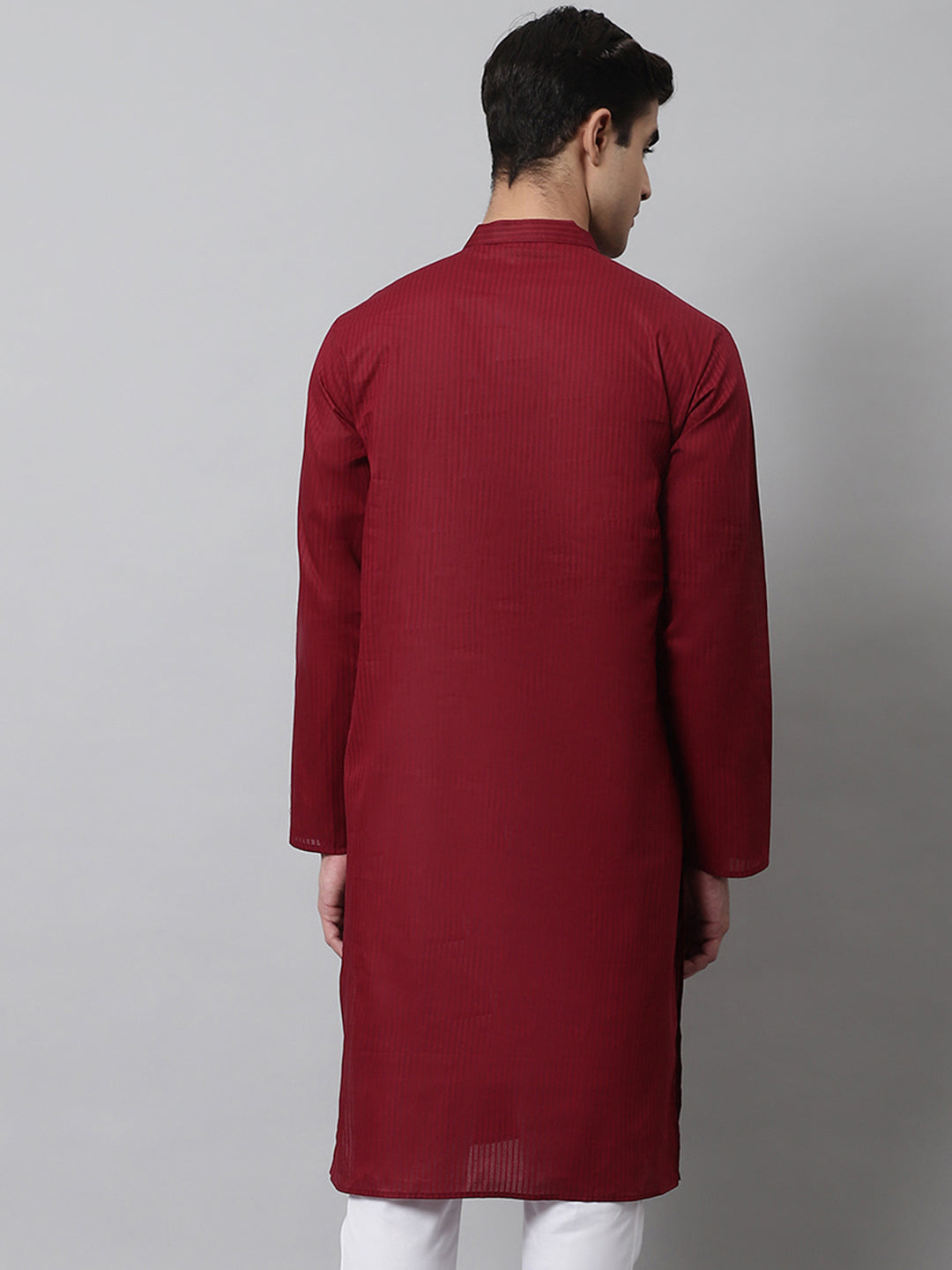 Jompers Men's Maroon Cotton Striped Kurta - Distacart