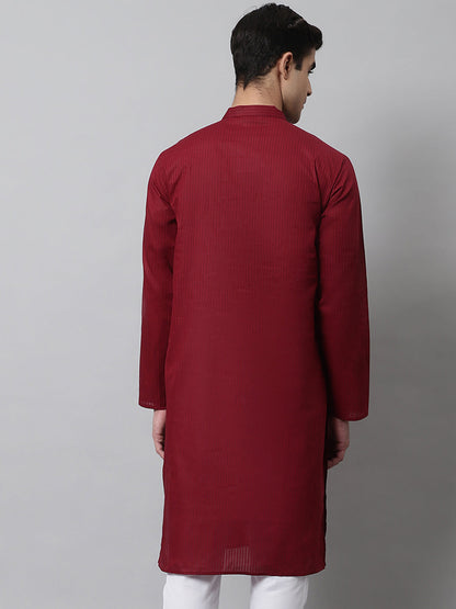 Jompers Men's Maroon Cotton Striped Kurta - Distacart