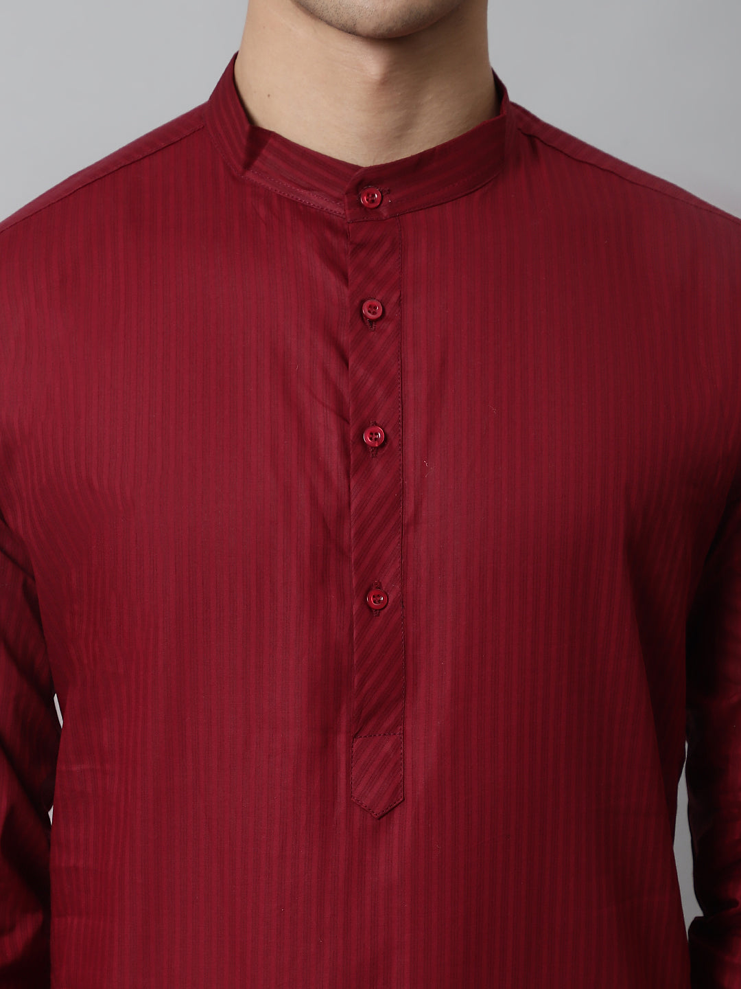 Jompers Men's Maroon Cotton Striped Kurta - Distacart