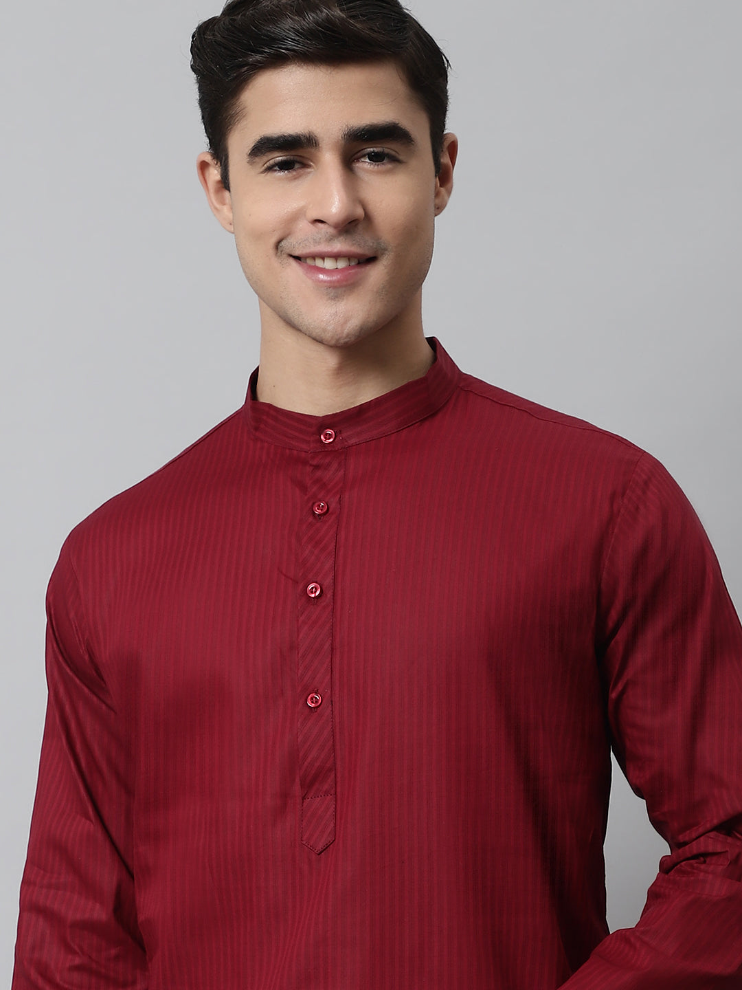 Jompers Men's Maroon Cotton Striped Kurta - Distacart