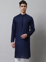 Thumbnail for Jompers Men's Navy Blue Cotton Striped Kurta - Distacart