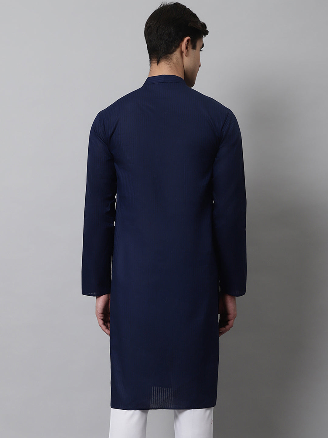 Jompers Men's Navy Blue Cotton Striped Kurta - Distacart