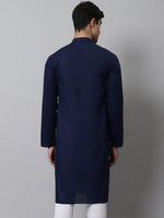 Thumbnail for Jompers Men's Navy Blue Cotton Striped Kurta - Distacart