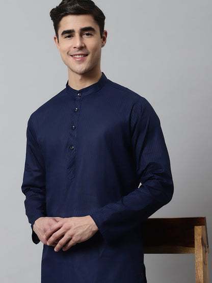 Jompers Men's Navy Blue Cotton Striped Kurta - Distacart