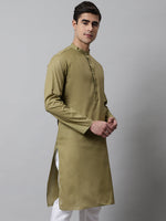 Thumbnail for Jompers Men's Olive Green Cotton Striped Kurta - Distacart