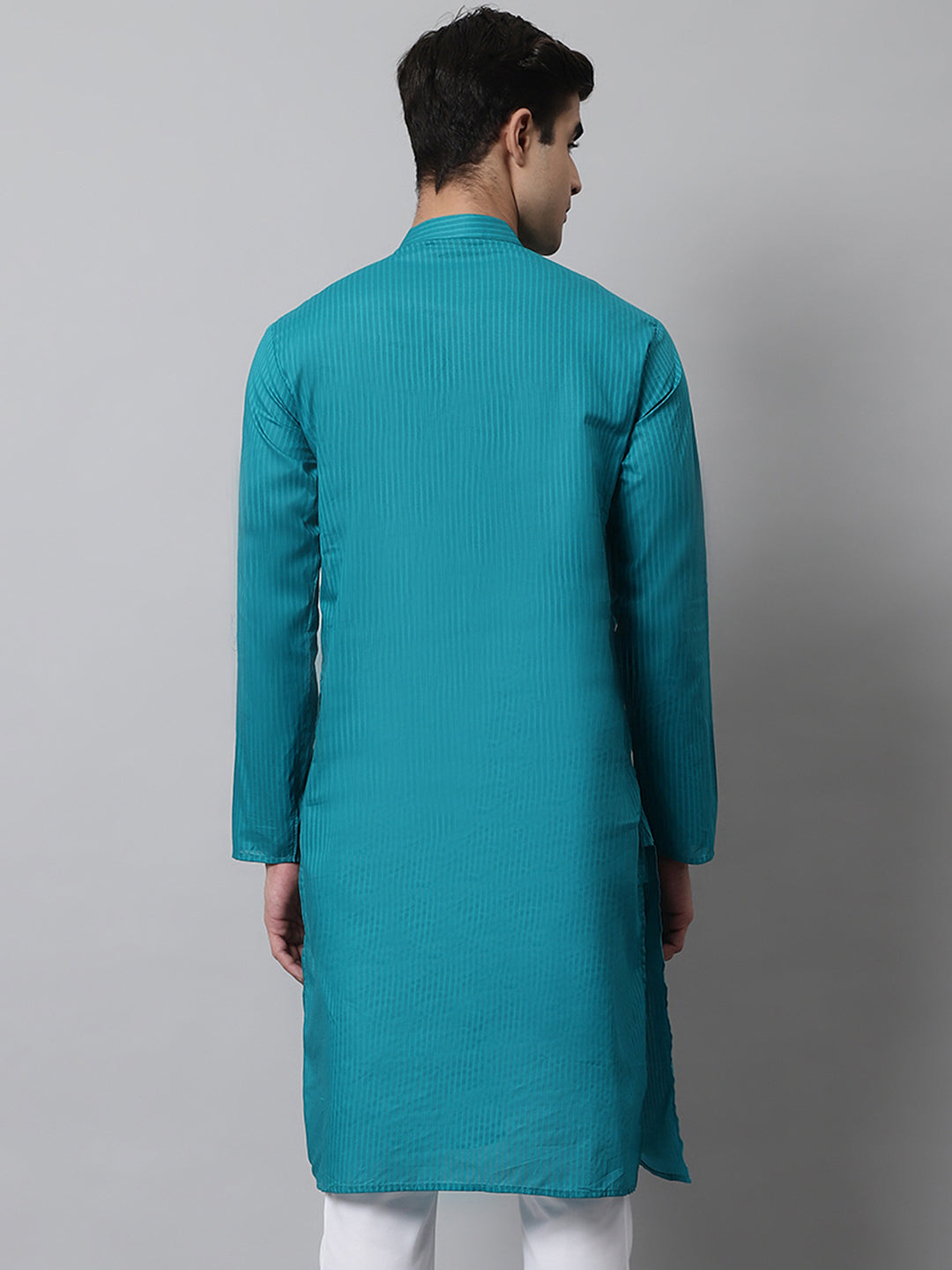 Jompers Men's Teal Blue Cotton Striped Kurta - Distacart