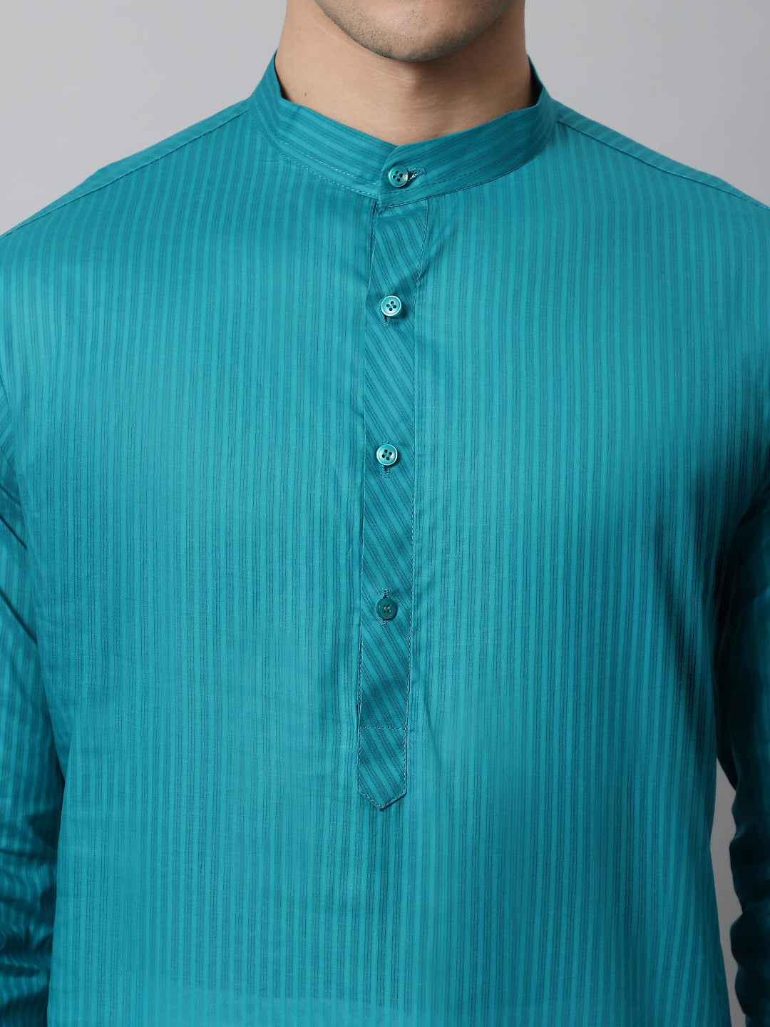 Jompers Men's Teal Blue Cotton Striped Kurta - Distacart