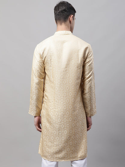 Jompers Men's Ethnic Beige Woven Design Kurta - Distacart
