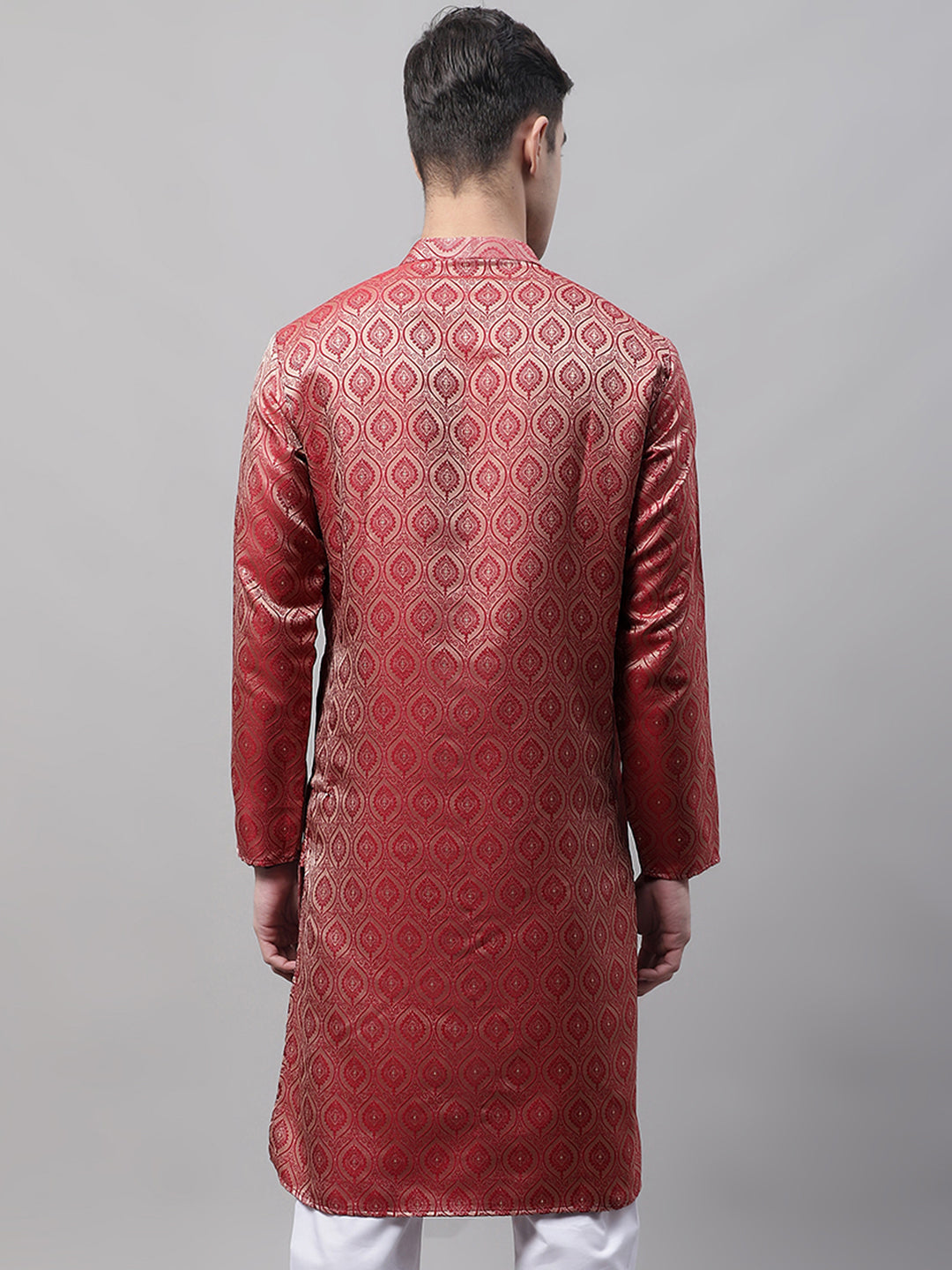 Jompers Men's Ethnic Maroon Woven Design Kurta - Distacart