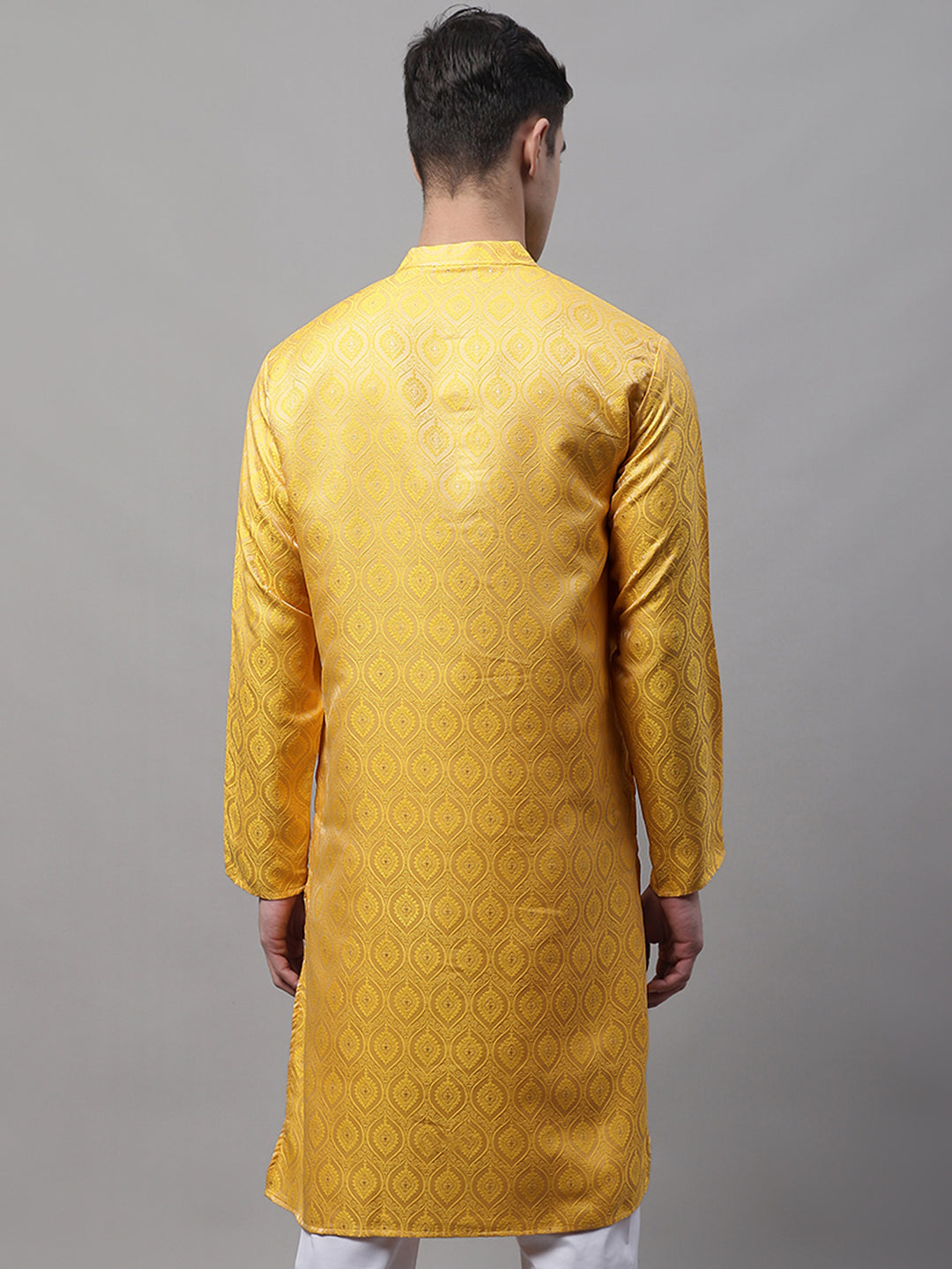 Jompers Men's Ethnic Yellow Woven Design Kurta - Distacart